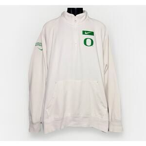 Nike Oregon Ducks Mens XXL White 1/4 Zip Mock Neck Pocket Reverse Weave Logo